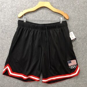 Team USA Basketball Shorts Mens LARGE Black Mesh Performance Athletic Gym 33x7